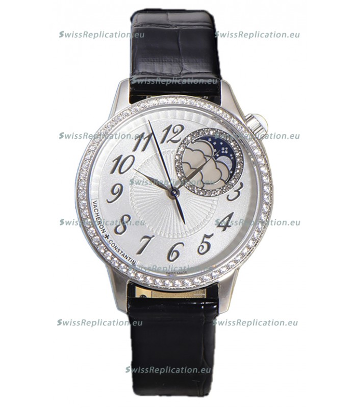 Vacheron Constantin Egerie Muse Moonphase 904L Steel Casing in White Dial Swiss Replica Watch 