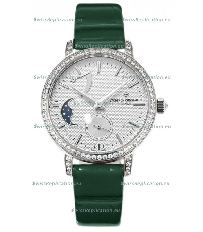 Vacheron Constantin Traditionelle Moon Phase White Dial in Steel Case Swiss Replica