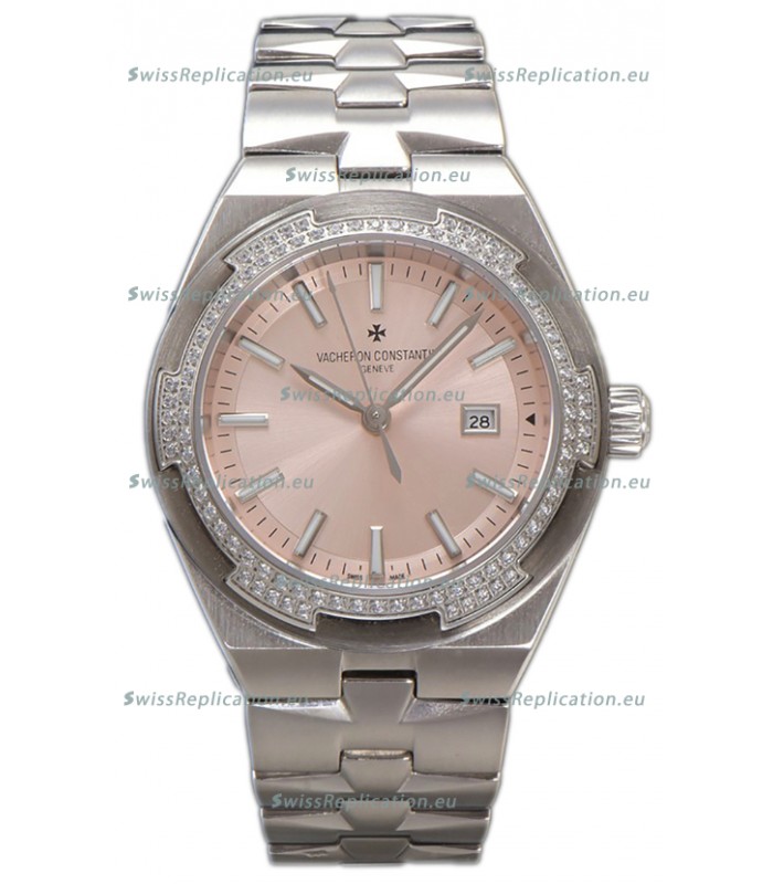 Vacheron Constantin Overseas Steel Casing Pink Dial 35MM Swiss Replica Watch 