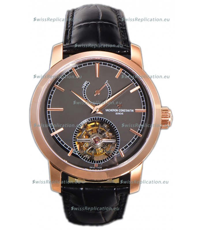 Vacheron Constantin Traditionelle 14-Day Tourbillon Grey Dial Rose Gold 1:1 Mirror Replica Watch 
