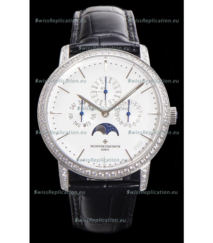 Vacheron Constantin Patrimony Perpetual Calendar Ultra-Thin White Gold White Dial Swiss Replica