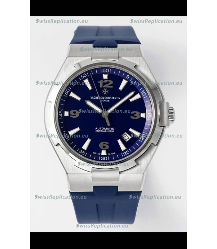 Vacheron Constantin Overseas 1:1 Mirror Swiss Replica Watch in Steel Blue Dial - Rubber Strap