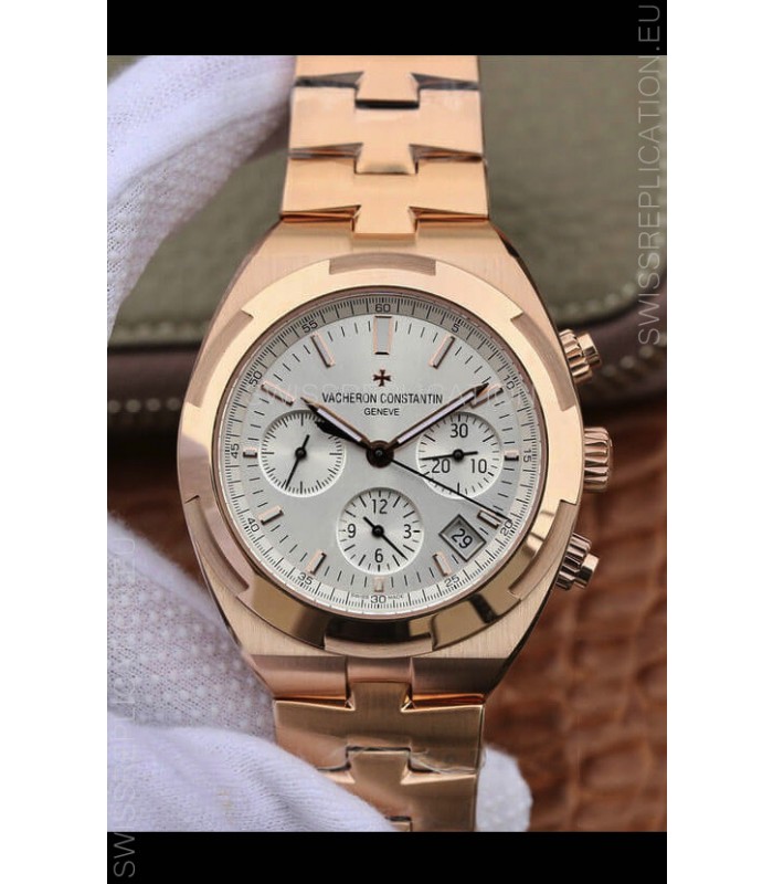 Vacheron Constantin Overseas Chronograph Swiss Replica Watch in Steel Casing Blue Dial