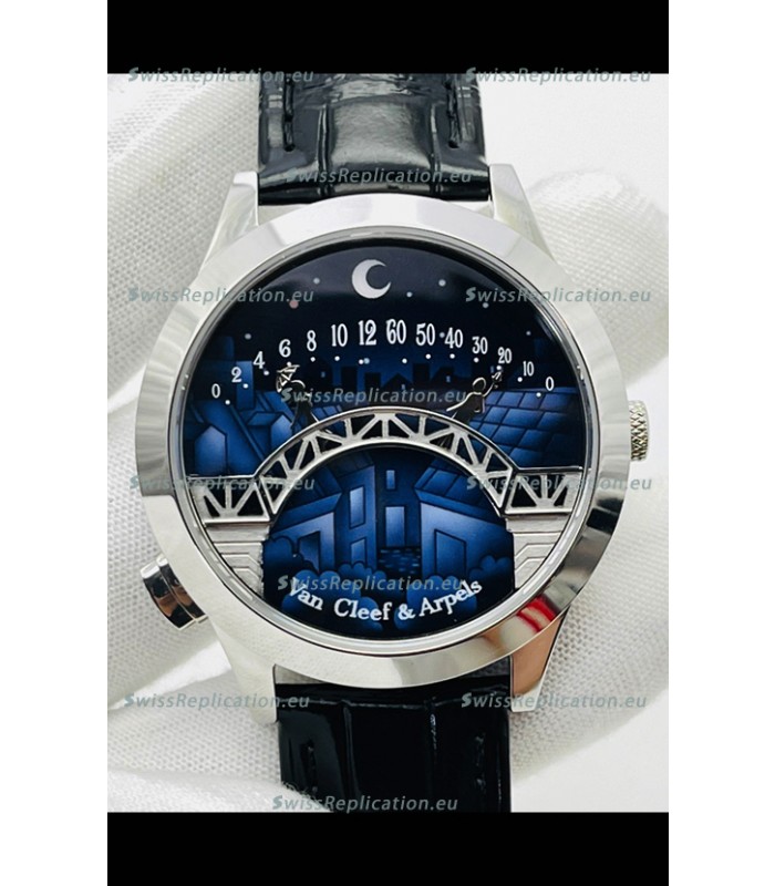 Van Cleef & Arpels Lady Arpels Pont des Amoureux in Stainless Steel Black Strap