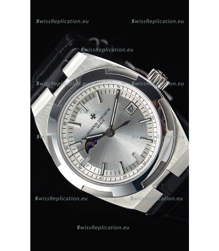 Vacheron Constantin Overseas MoonPhase Stainless Steel Swiss Watch in Black Strap