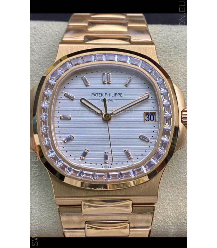 Patek Philippe Nautilus 5711/1R 1 1:1 Mirror Replica Watch in White Dial Rose Gold