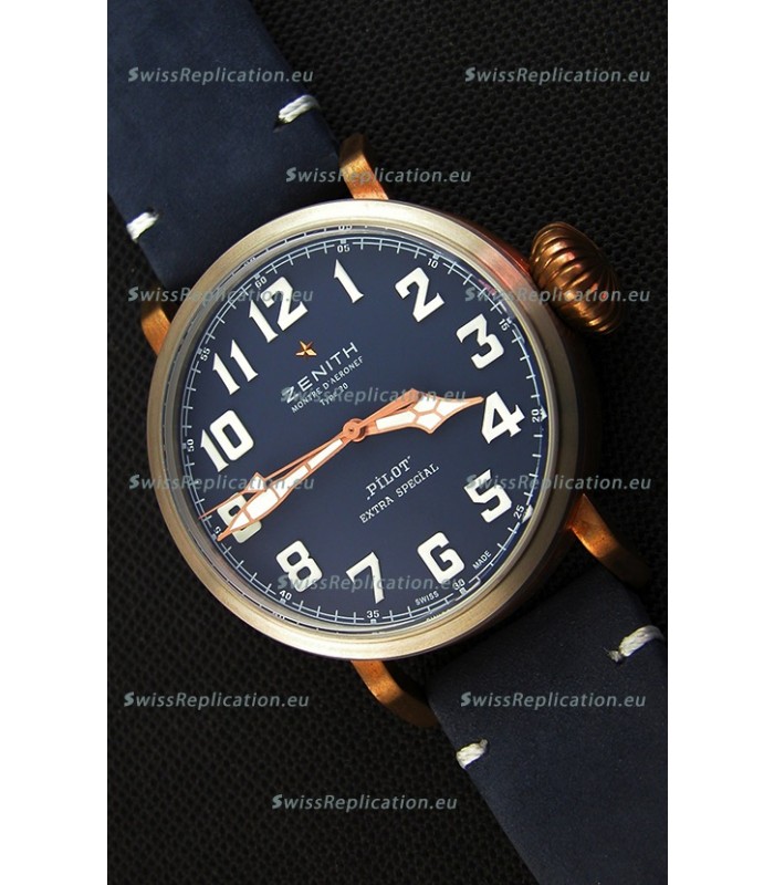 Zenith Pilot Type 20 Extra Special Vintage Style Blue Dial Swiss 1:1 Mirror Replica watch 