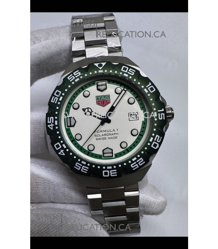 Tag Heuer Formula 1 White Dial Green Bezel Japanese Replica Watch 