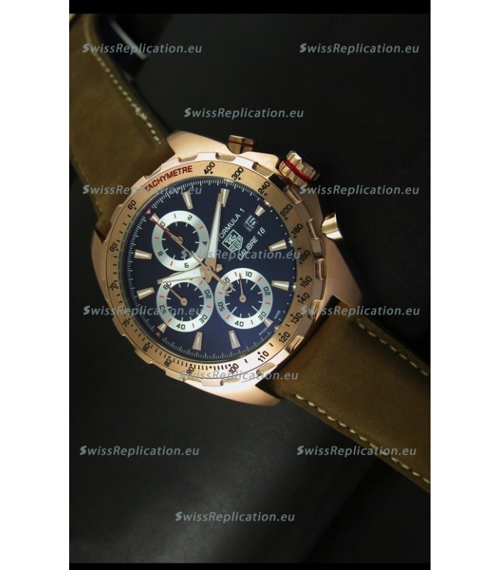 Tag Heuer Calibre 16 Rose Gold Watch in Black Dial Watch