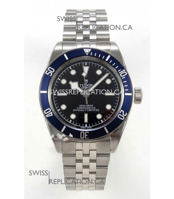 Tudor Black Bay 41 Black Dial Blue Bezel Jubilee Super Clone Watch 
