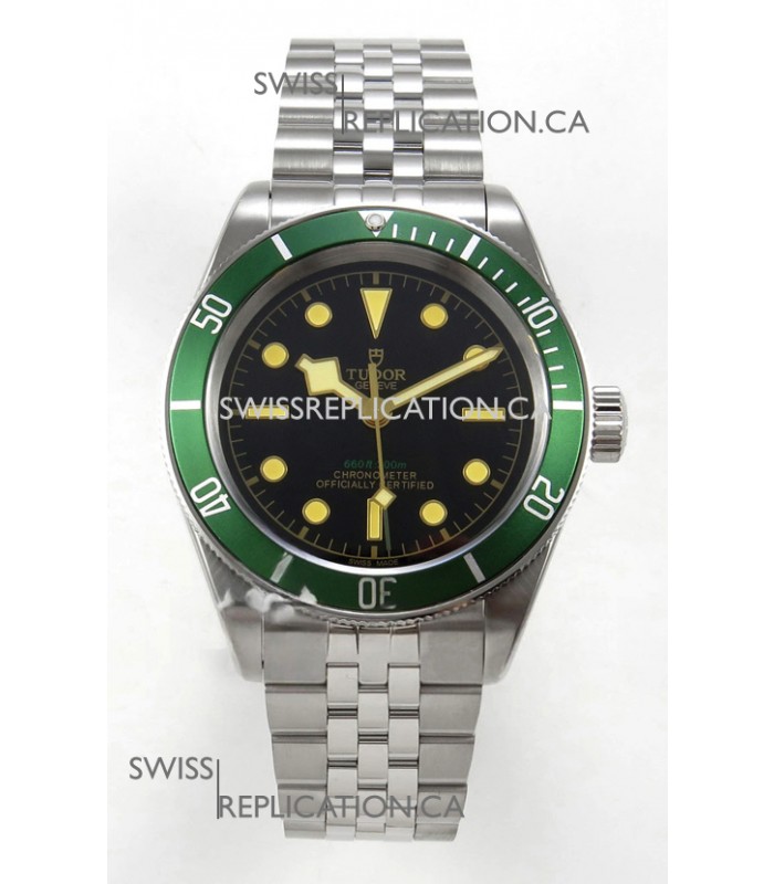 Tudor Black Bay 41 Black Dial Green Bezel Jubilee Super Clone Watch 
