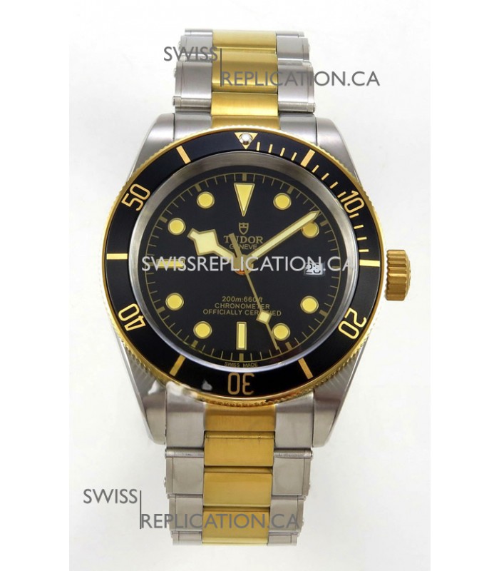 Tudor Black Bay 41 Two Tone Yellow Gold Black Dial Super Clone Watch 
