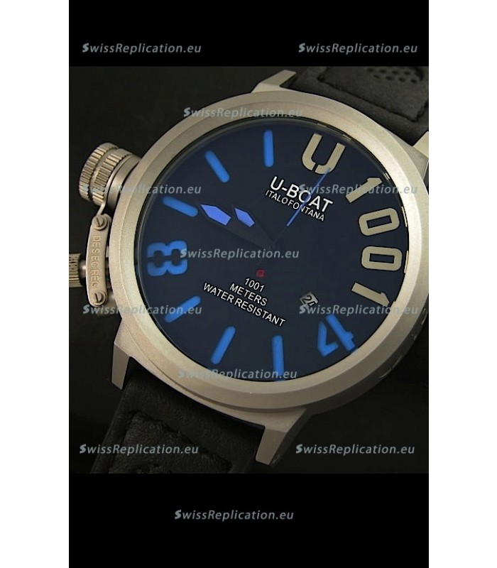 U Boat U-1001 Edition Japanese Drive Automatic Steel Watch in Blue Markers