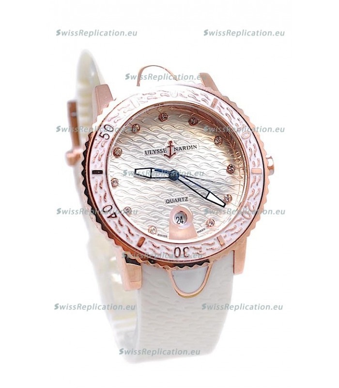 Ulysse Nardin Lady Diver Replica Watch in Pink Gold Casing
