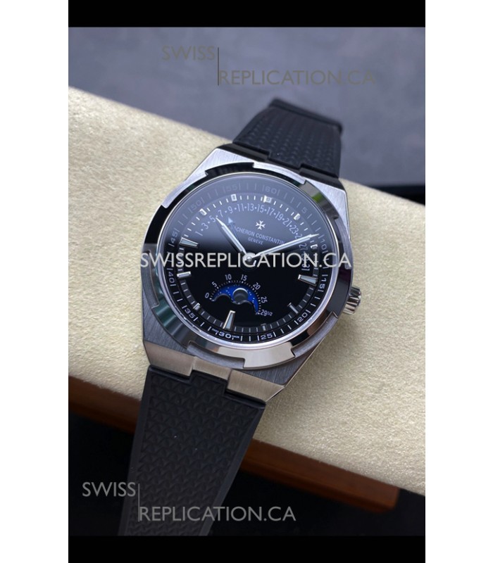 Vacheron Constantin Overseas True Moon Phase Steel Case Black Dial Swiss Replica Watch 