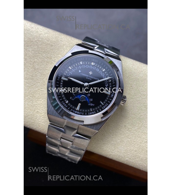 Vacheron Constantin Overseas True Moon Phase Steel Black Dial Swiss Replica Watch 