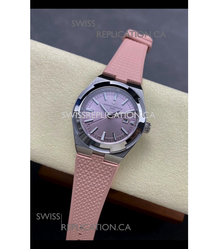 Vacheron Constantin Overseas 35MM Pink Dial Rubber Strap Super Clone Watch 