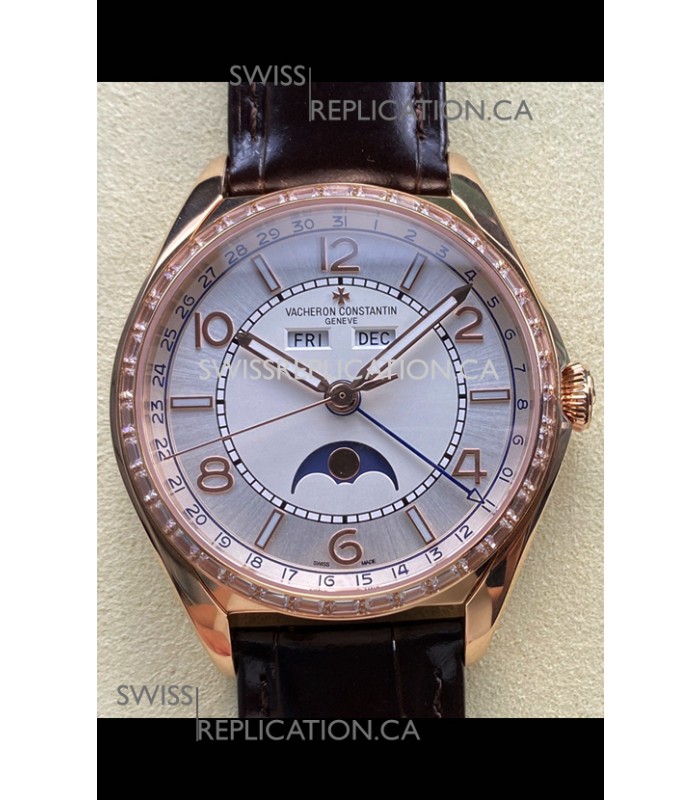 Vacheron Constantin Fiftysix Moonphase Steel Dial Rose Gold Swiss Replica Watch 