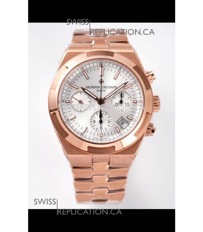 Vacheron Constantin Overseas Chronograph Rose Gold Steel Dial Super Clone Watch 