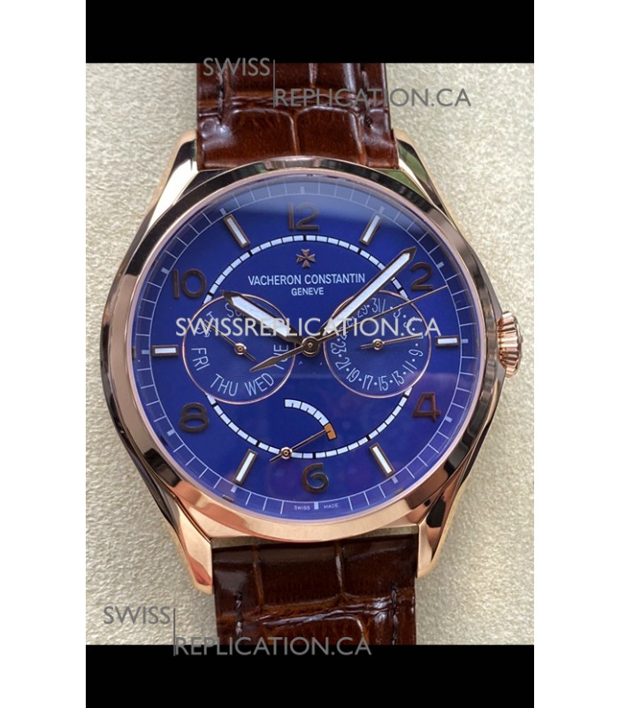 Vacheron Constantin Fiftysix Day-Date Rose Gold Blue Dial Swiss Replica Watch 