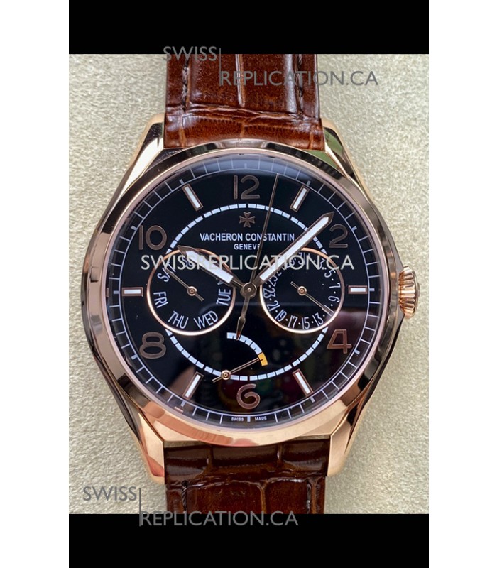 Vacheron Constantin Fiftysix Day-Date Rose Gold Black Dial Swiss Replica Watch 