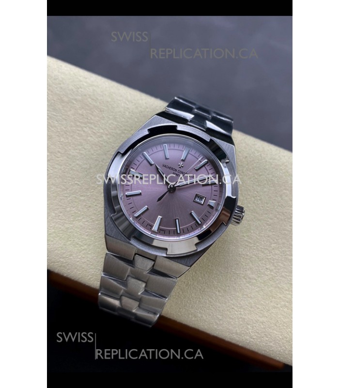 Vacheron Constantin Overseas 35MM Pink Dial Steel Strap Super Clone Watch 