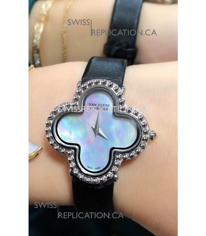 Van Cleef & Arpels Alhambra Stainles Steel Pearl Dial Watch 