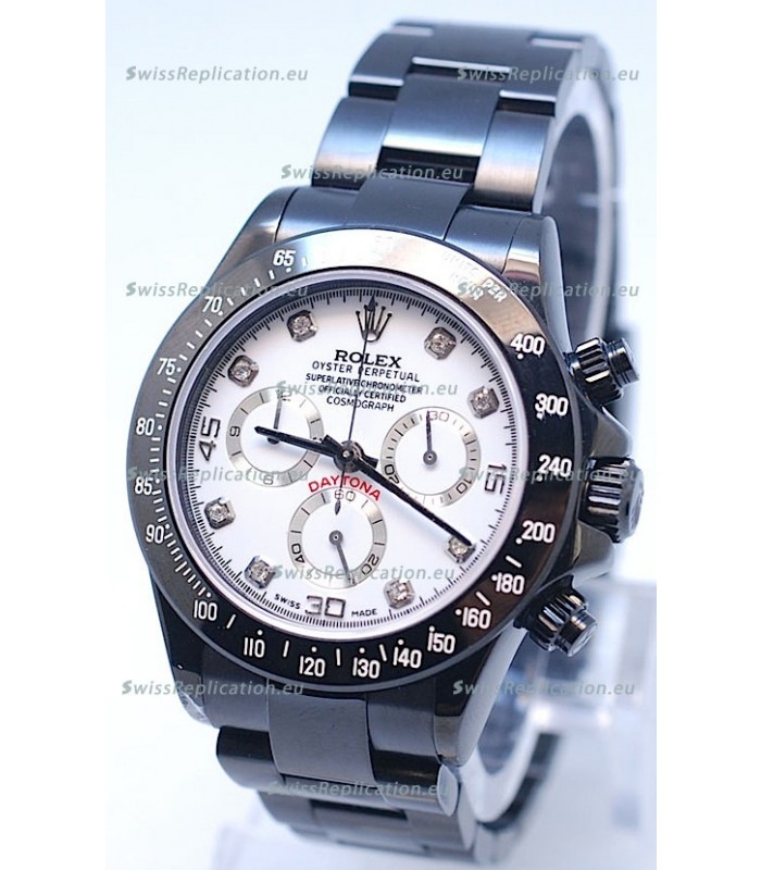 Rolex Cosmograph Project X Editions Black Out Daytona Swiss Replica Watch in Diamond Markers
