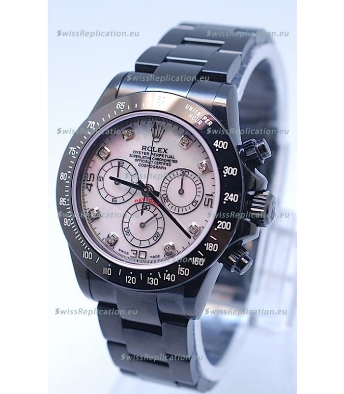 Rolex Daytona Cosmograph Project X Design Black Out Edition Series II Swiss Watch in Pink Pearl Dial 