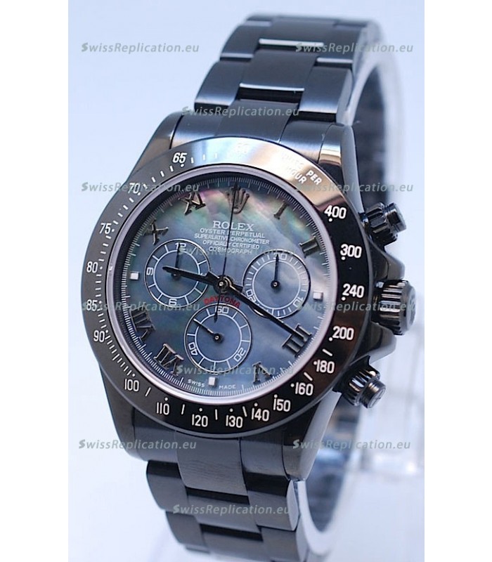 Rolex Daytona Cosmograph Project X Design Black Out Edition Series II Swiss Watch in Blue Pearl Dial 