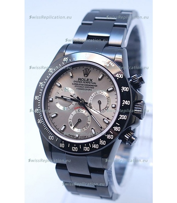 Rolex Daytona Cosmograph Project X Design Black Out Edition Series II Swiss Watch in Grey Opaline Dial 