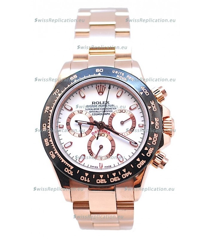 Rolex Daytona MonoBloc Cerachrom Bezel Swiss Replica Rose Gold Plated Watch
