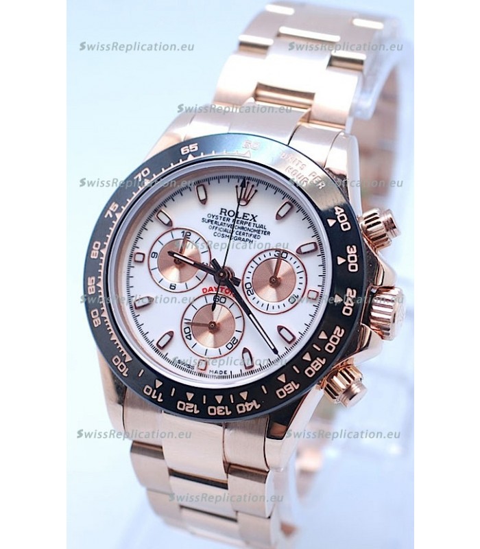Rolex Daytona Chronograph MonoBloc Cerachrom Bezel Swiss Replica Watch in White Dial