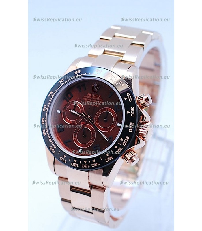 Rolex Daytona Chronograph MonoBloc Cerachrom Bezel Swiss Replica Watch in Brown Dial