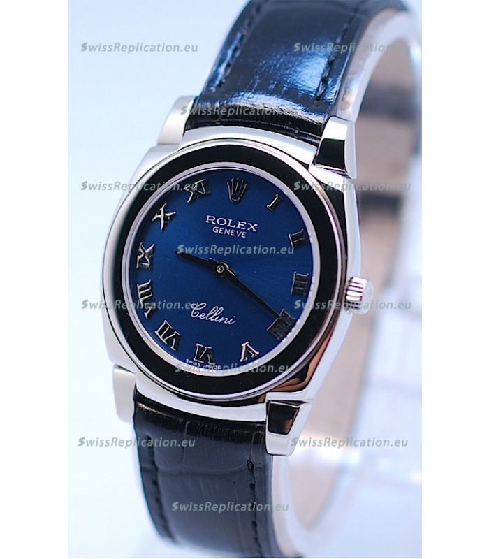 Rolex Cellini Cestello Ladies Swiss Blue Watch in Roman Markers