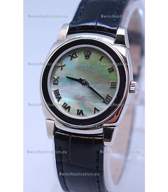 Rolex Cellini Cestello Ladies Swiss Watch in Green Pearl Face