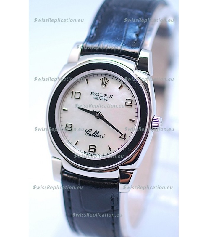 Rolex Cellini Cestello Ladies Swiss Watch in White Pearl Face