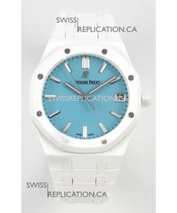 Royal Oak 15500 Tiffany Blue Dial White Ceramic Super Clone Watch 