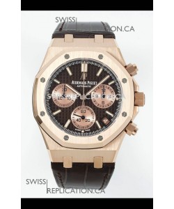 Royal Oak Chrono 26240 Rose Gold Brown Dial Leather Strap Super Clone Watch 