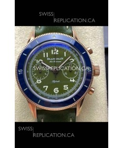 Blancpain Air Command Rose Gold Casing Blue Bezel Super Clone Watch 