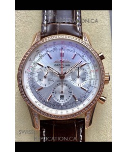 Breitling Navitimer B01 43MM Rose Gold Steel Dial Super Clone Watch 