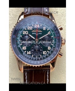 Breitling Navitimer B02 Rose Gold Green Dial Swiss Replica Watch 