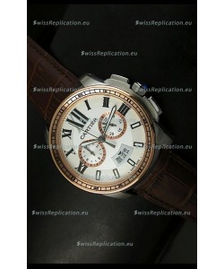 Calibre De Cartier Chronograph Japanese Replica Watch in Two Tone