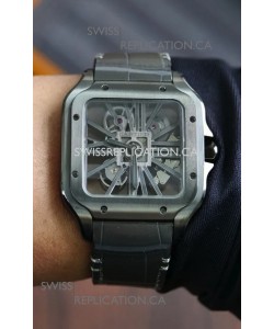Santos De Cartier Super Clone Watch in Skeleton Dial Steel Case