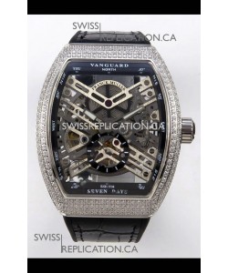 Franck Muller V45 Tourbillon Skeleton Steel Diamonds Super Clone Watch 
