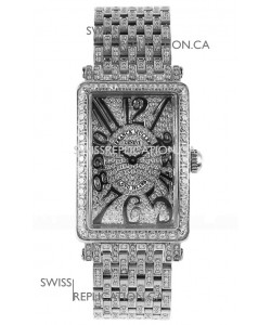 Franck Muller Long Island Stainless Steel Diamonds Swiss Replica Watch 