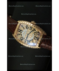Franck Muller Casablanca Gold Croco Watch in Gold Case