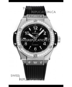 Hublot Big Bang One Click moissanite Bezel Super Clone Watch Black Dial