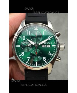 IWC PILOT'S Chronograph Green Dial Rubber Strap Super Clone Watch 