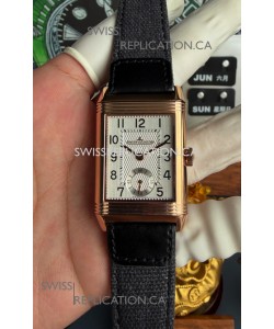 Jaeger-LeCoultre Reverso Tribute Duoface Rose Gold White & Grey Dial Super Clone Watch 